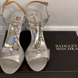 Badgley Mischka silver heels